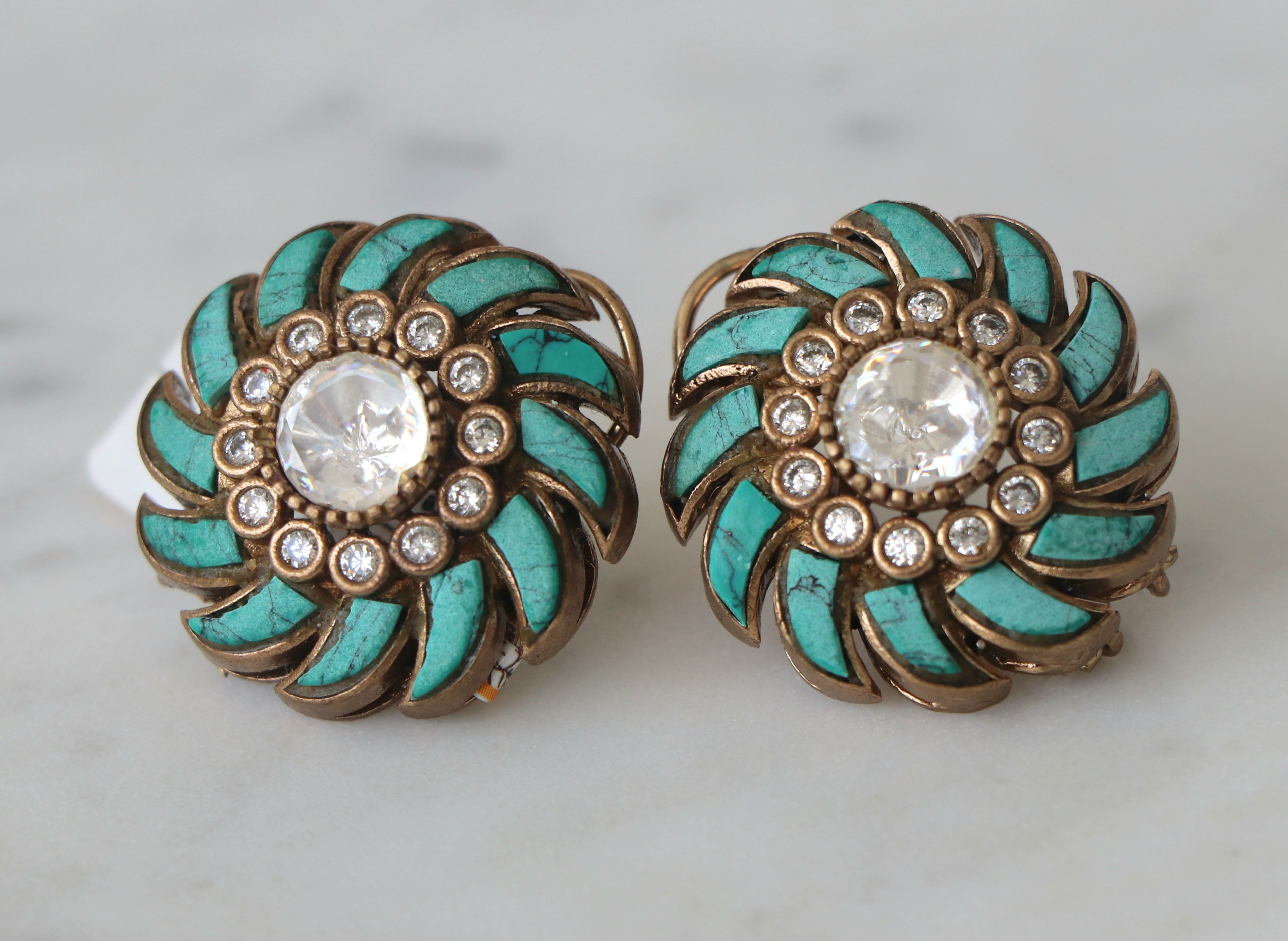 Turquoise Radiance Floral Earrings