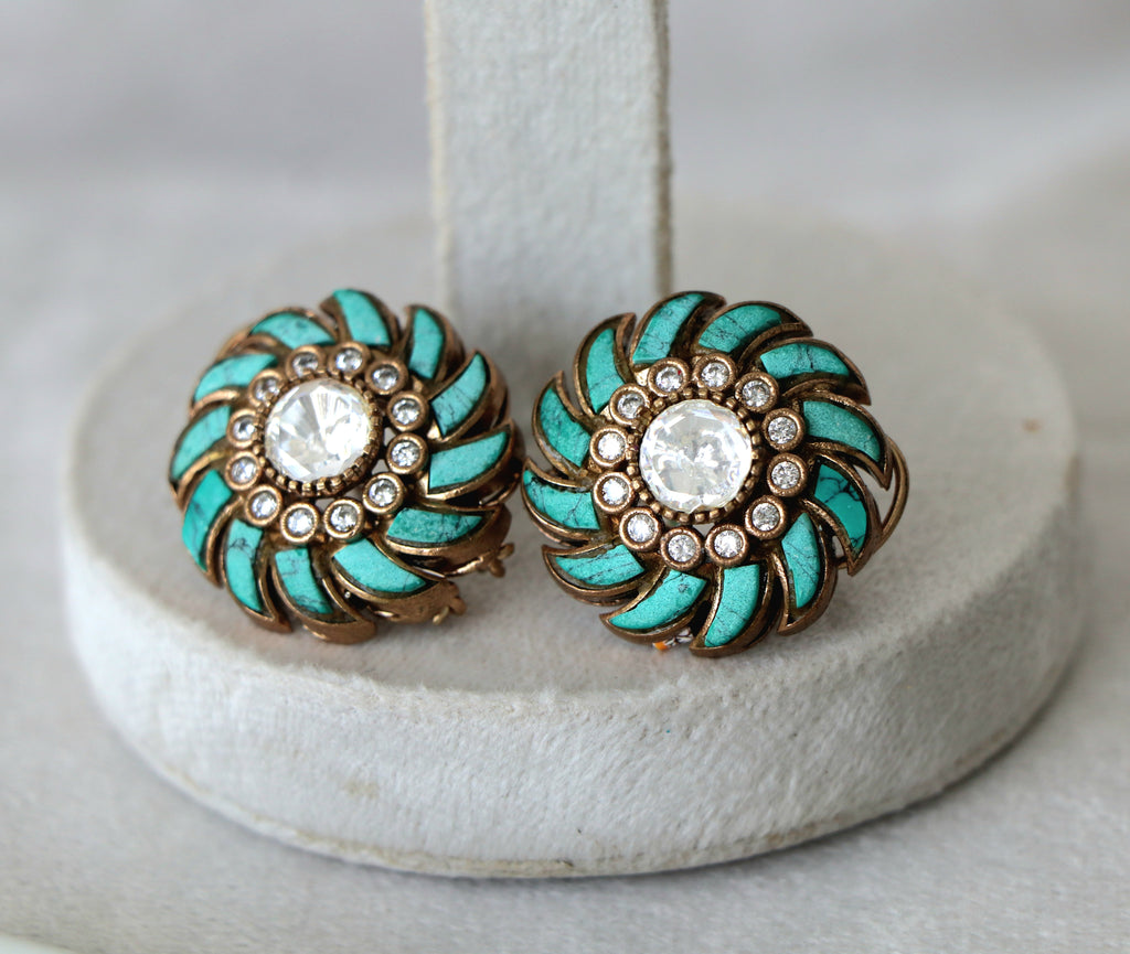 Turquoise Radiance Floral Earrings