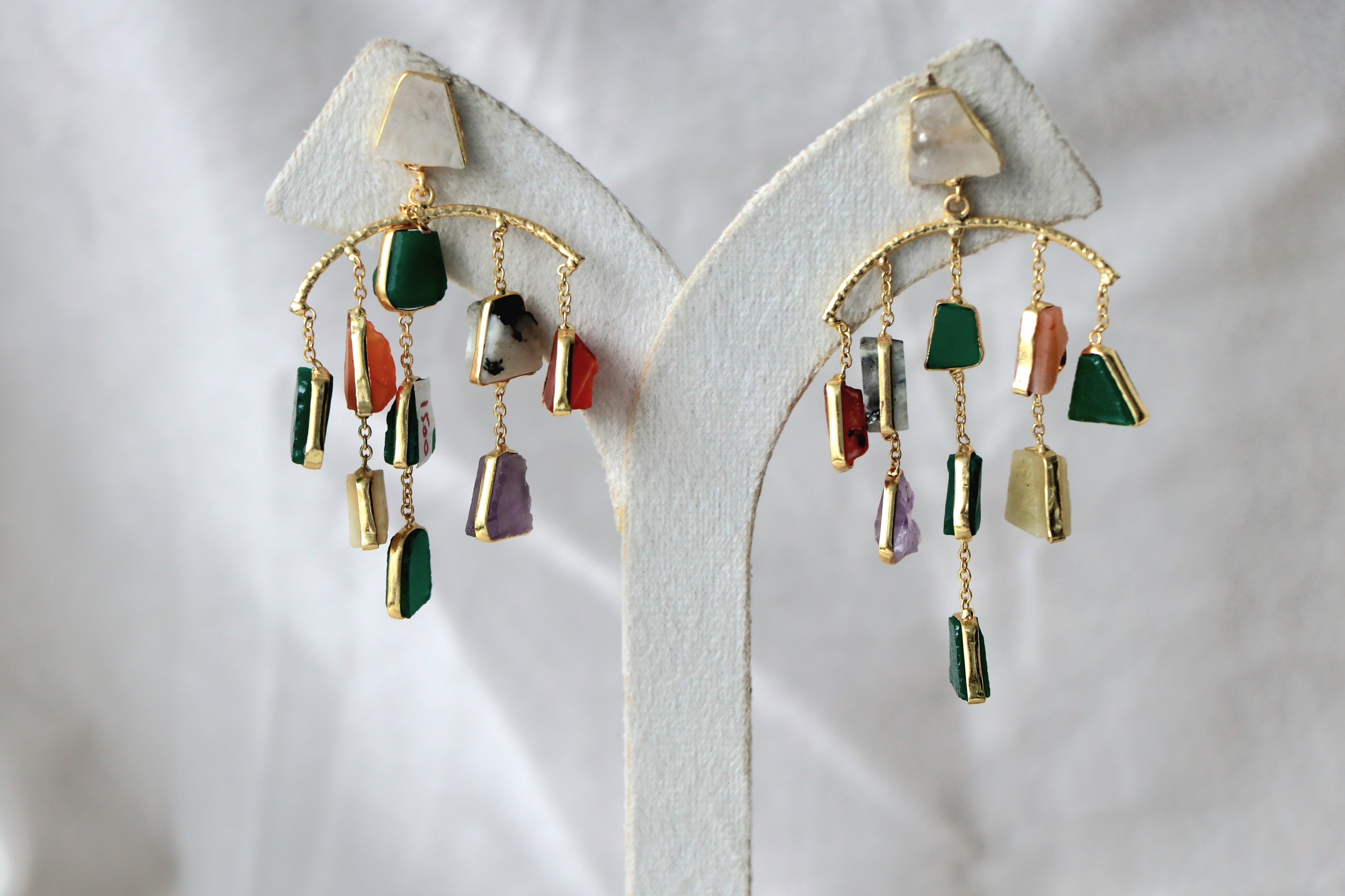 Verdant Cascade Gem Earrings