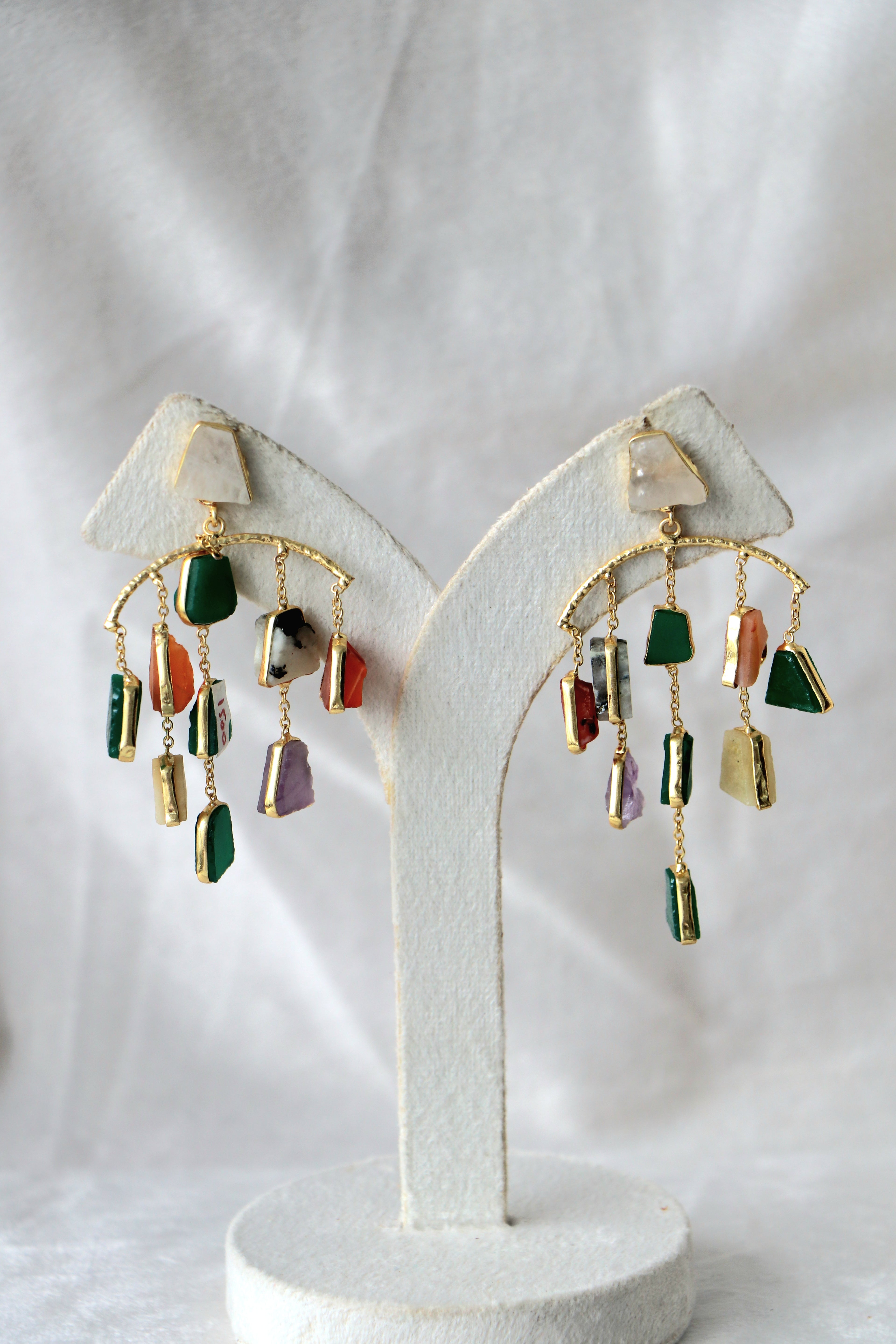 Verdant Cascade Gem Earrings