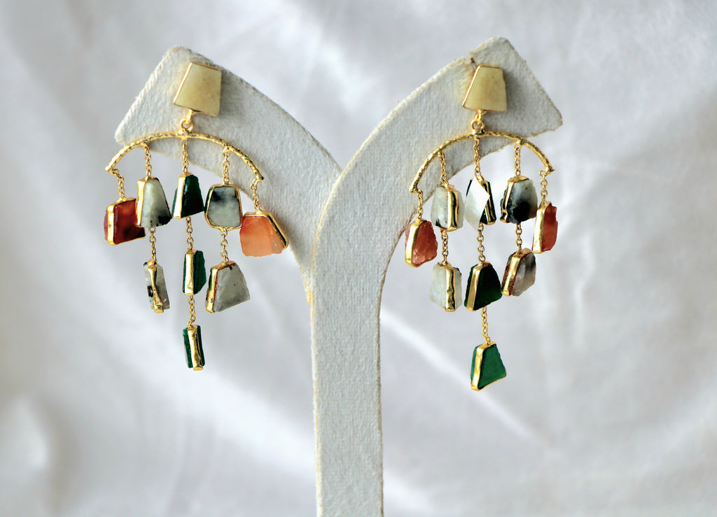 Verdant Cascade Gem Earrings