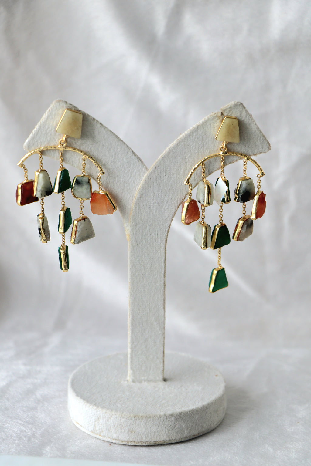 Verdant Cascade Gem Earrings