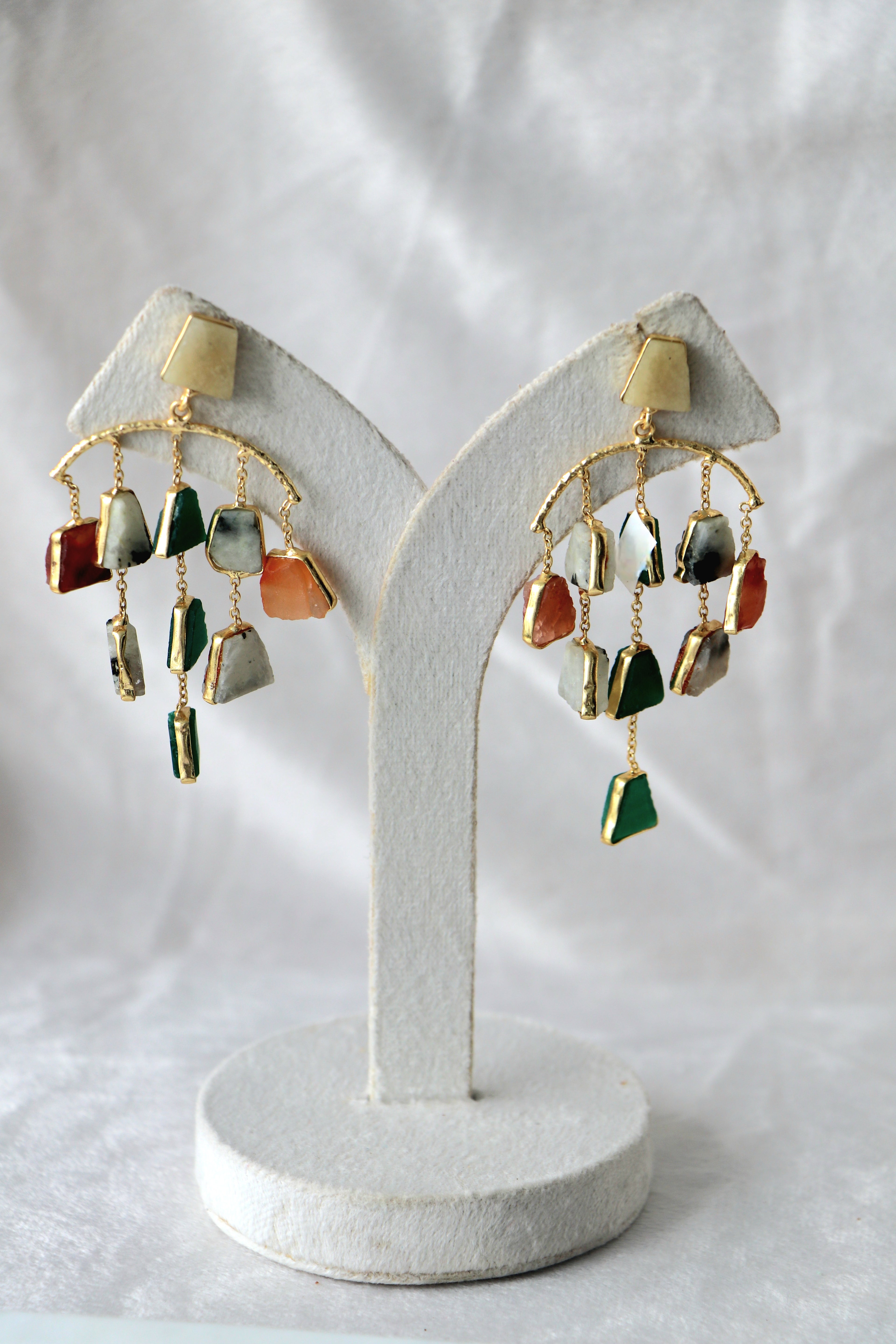 Verdant Cascade Gem Earrings