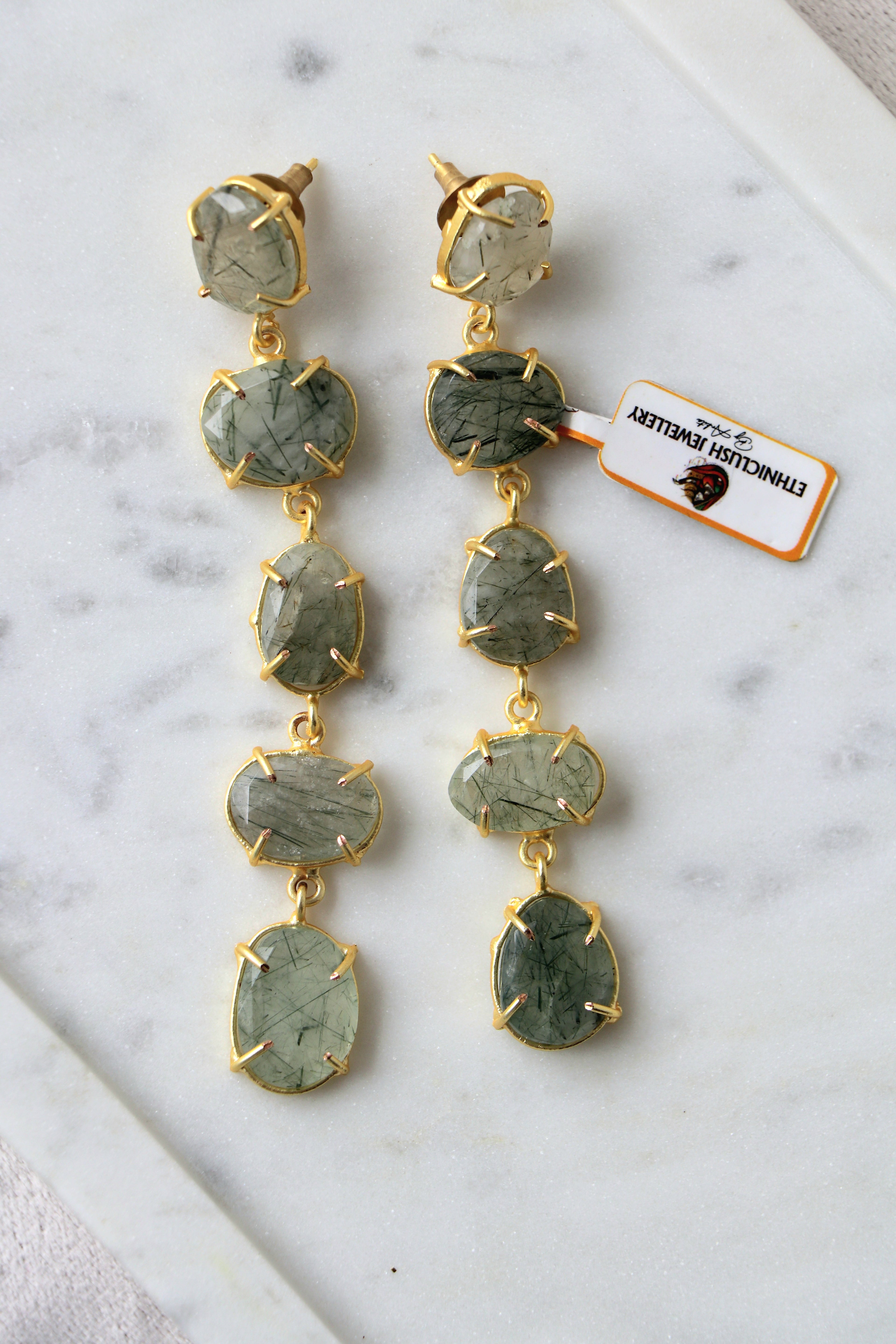 Verdant Crackle Cascade Earrings