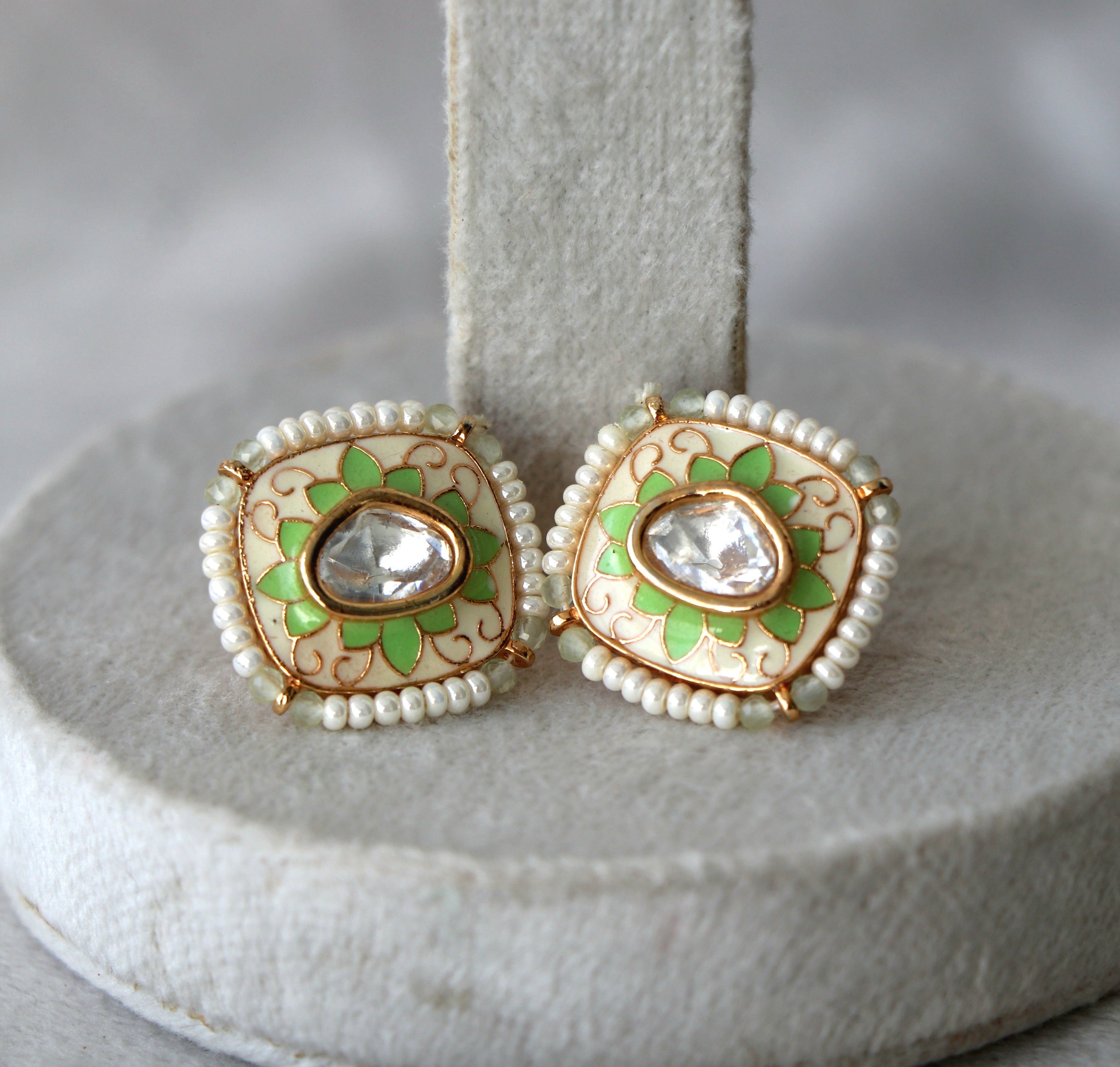Verdant Lotus Pearl Earrings