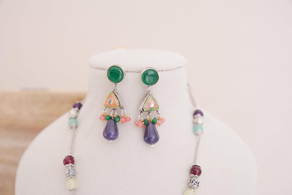 Verdant Reverie Pendant  Earring Set