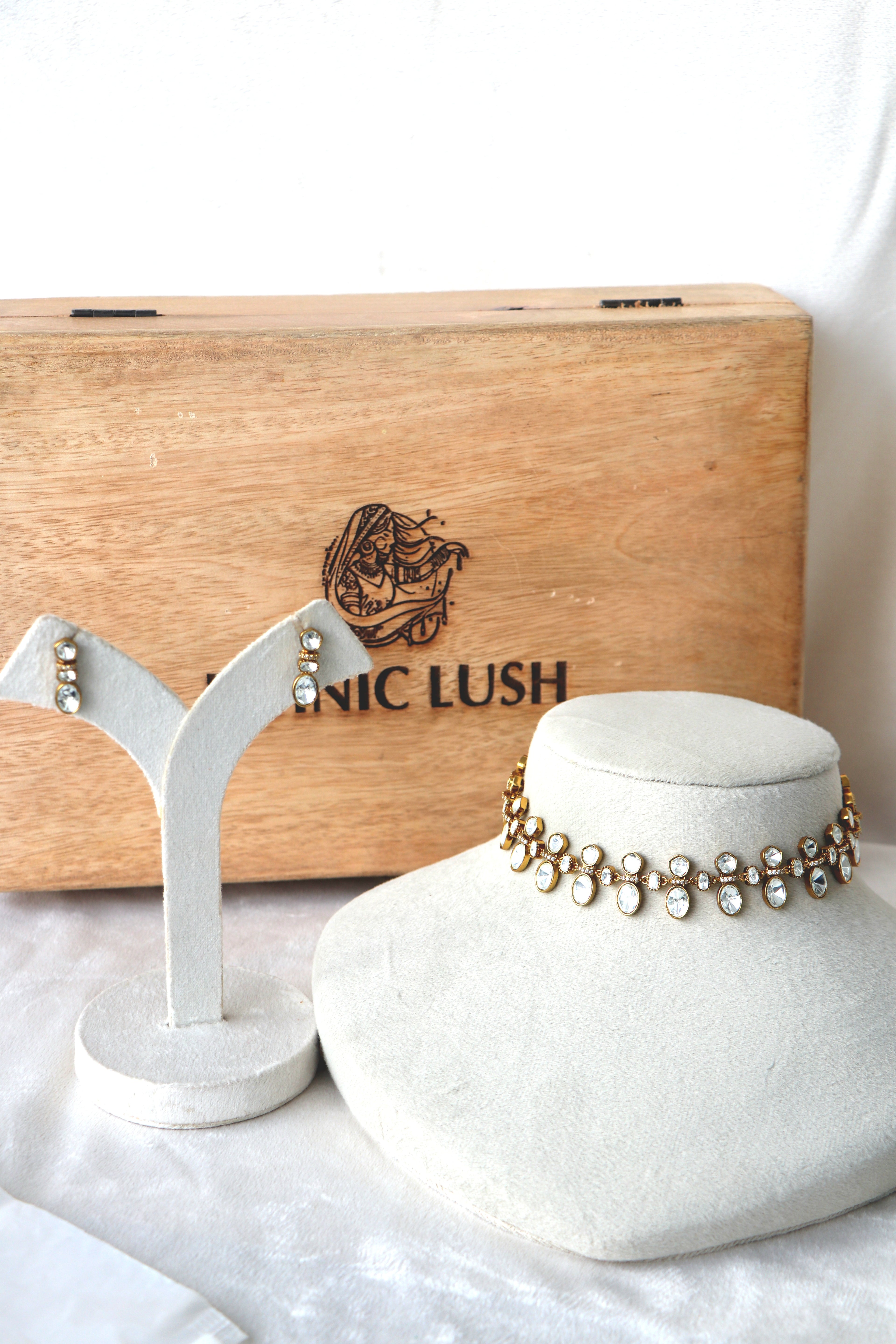 Vintage Antique Plated Moissanite Choker Set