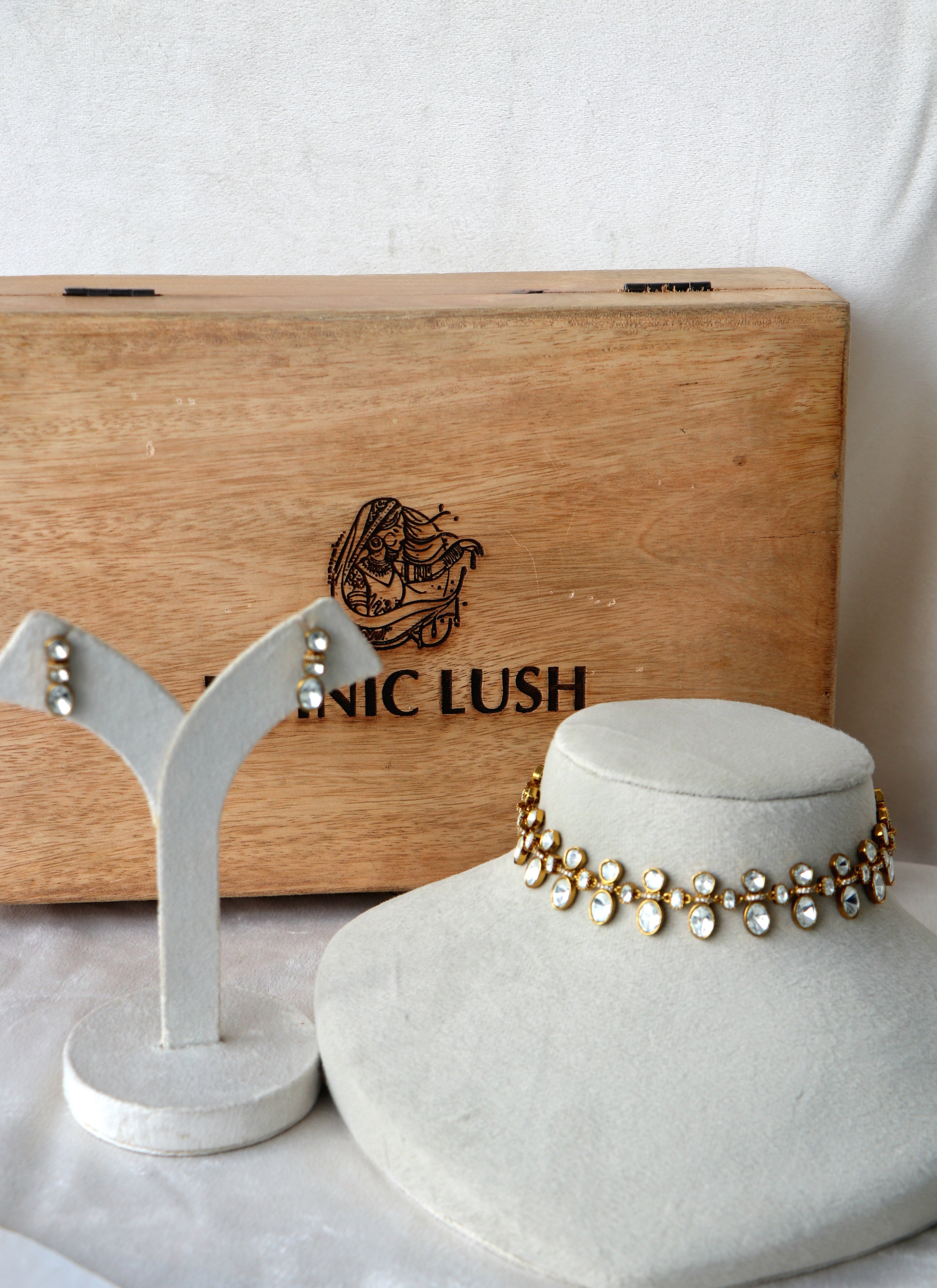 Vintage Antique Plated Moissanite Choker Set