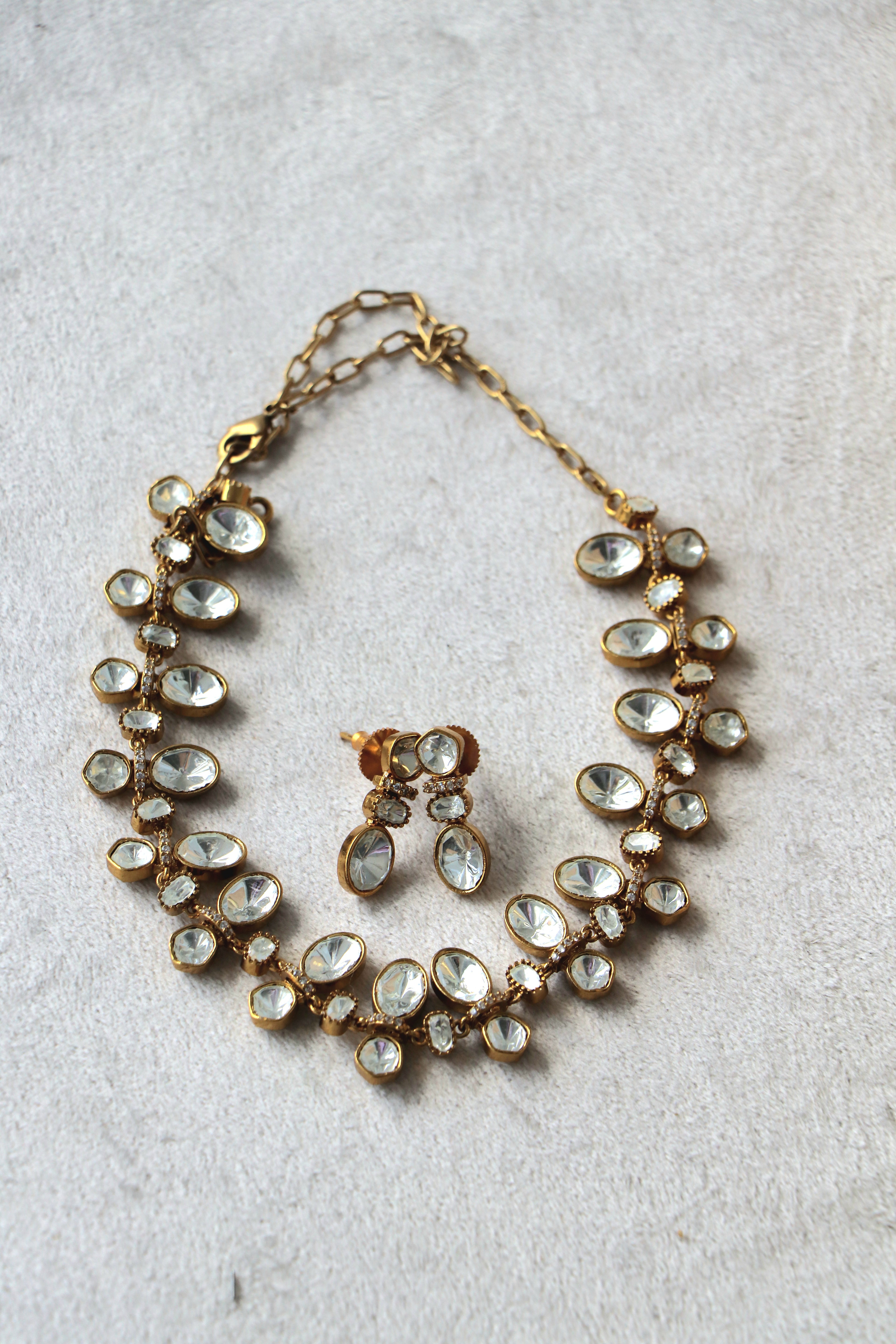 Vintage Antique Plated Moissanite Choker Set