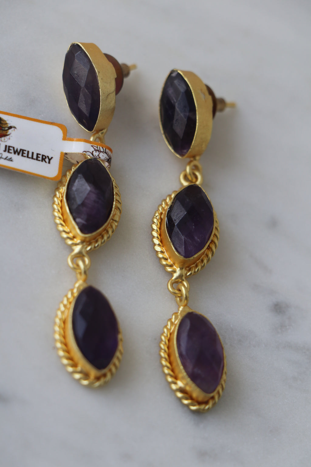 Violet Cascade Drop Earrings
