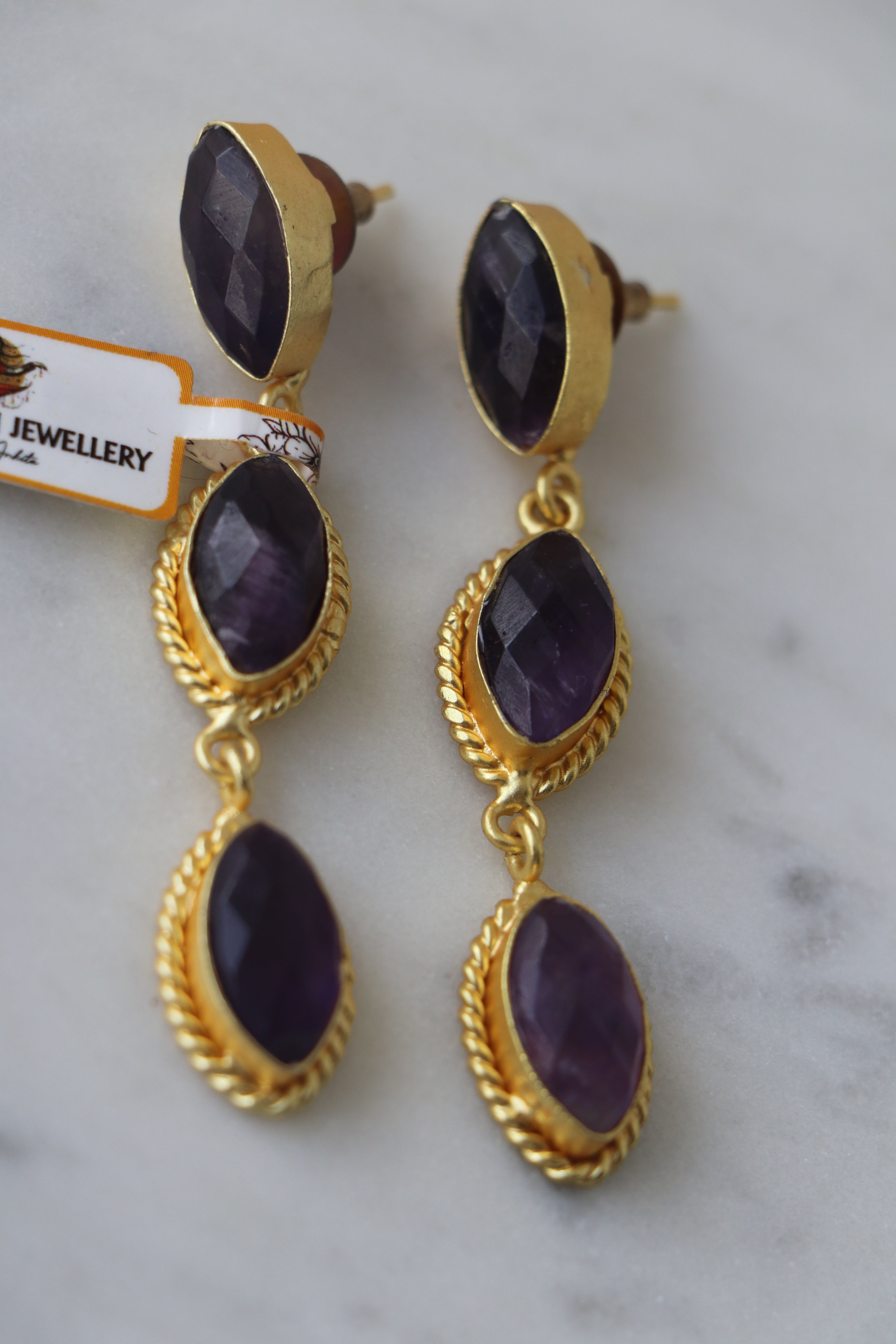 Violet Cascade Drop Earrings
