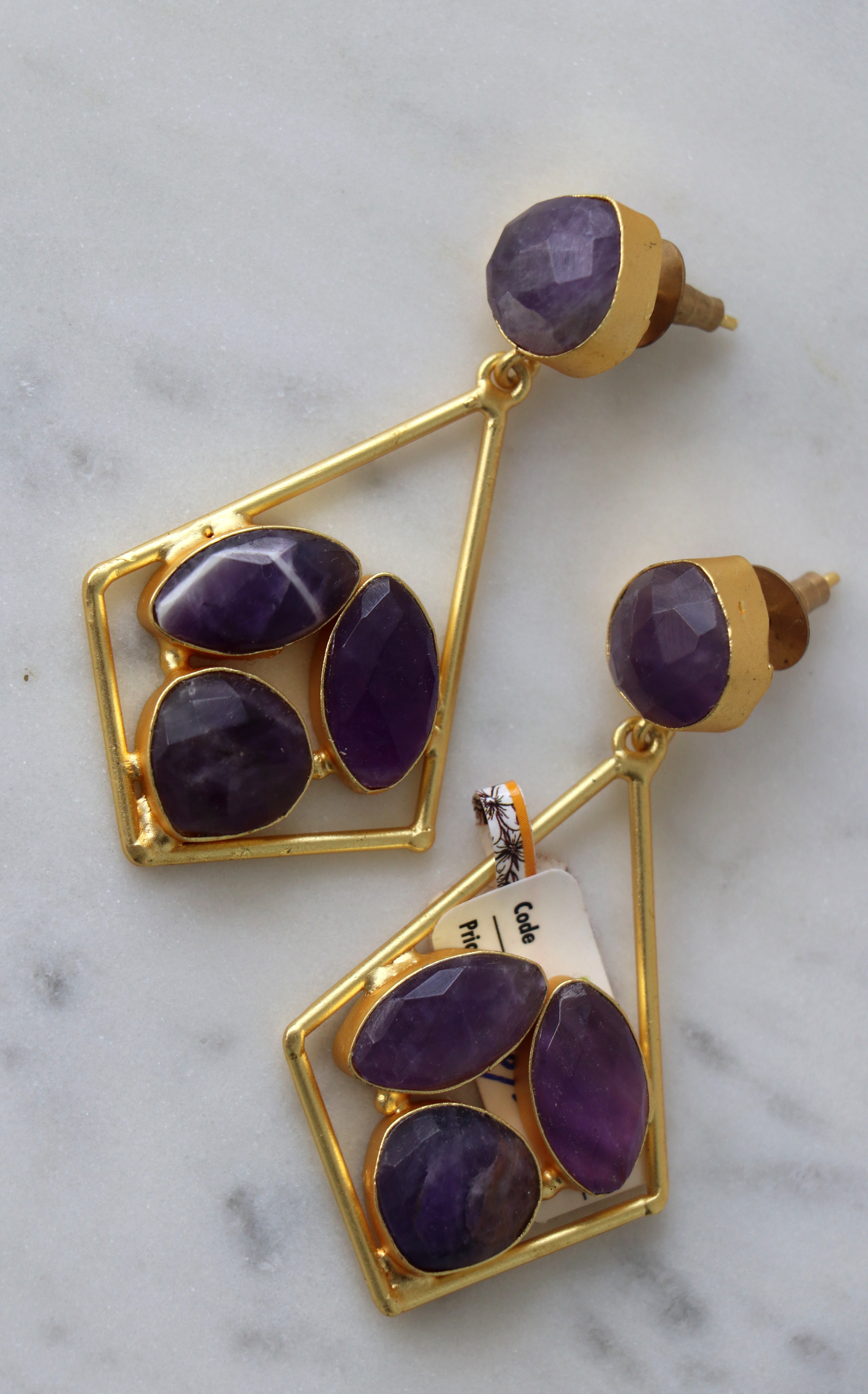 Violet Geometry Statement Earrings