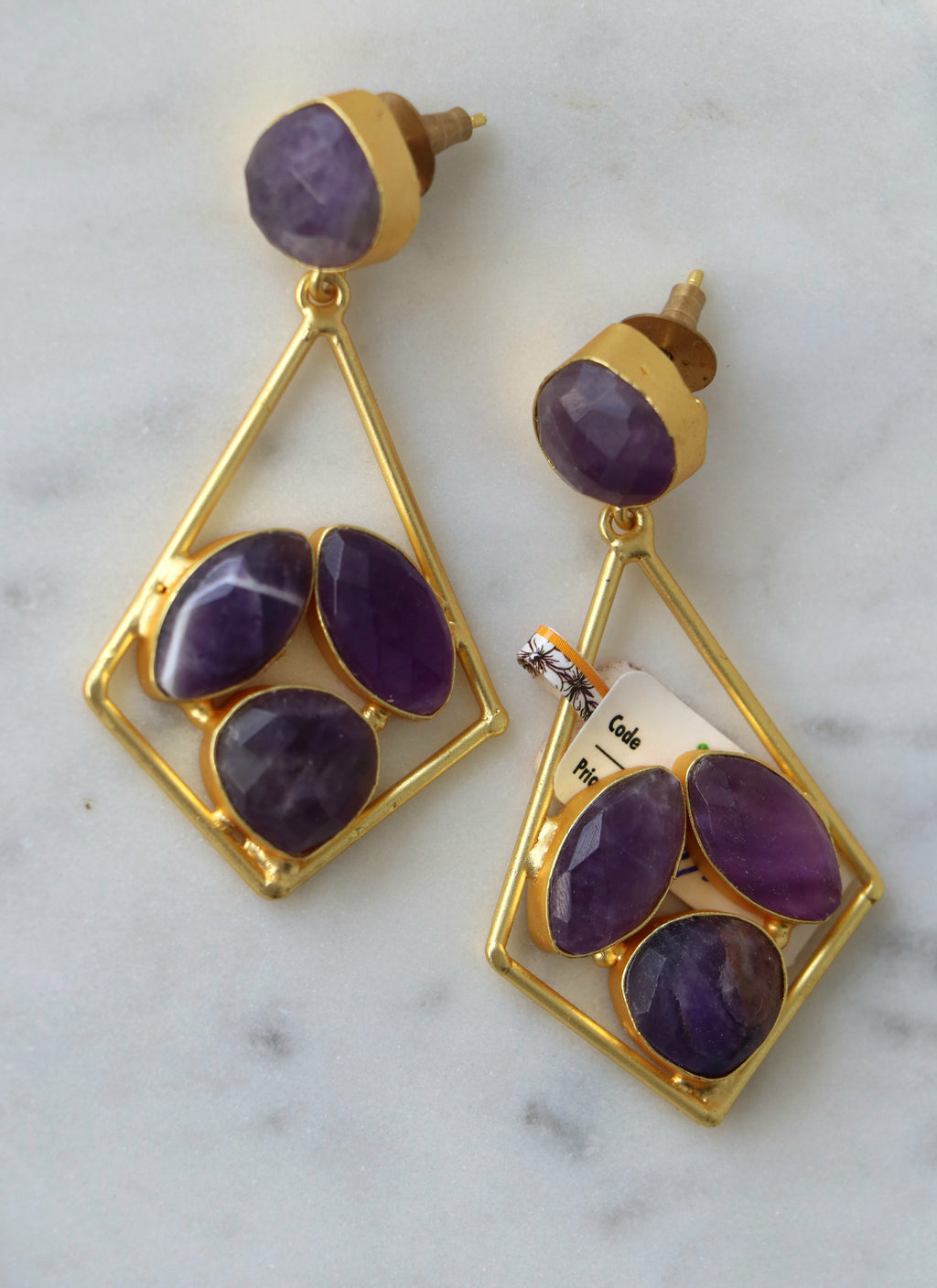 Violet Geometry Statement Earrings