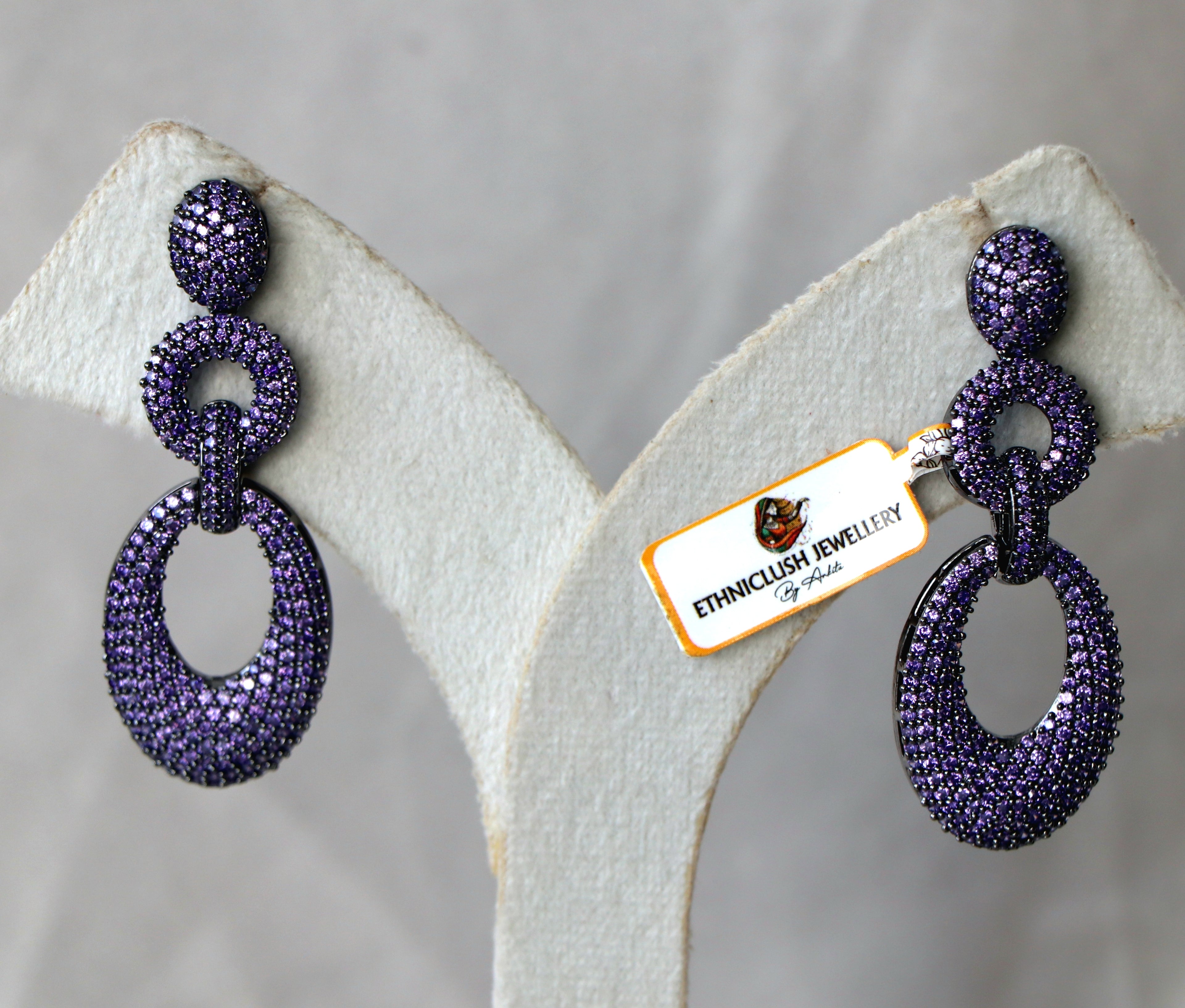 Violet Cascade Statement Earrings