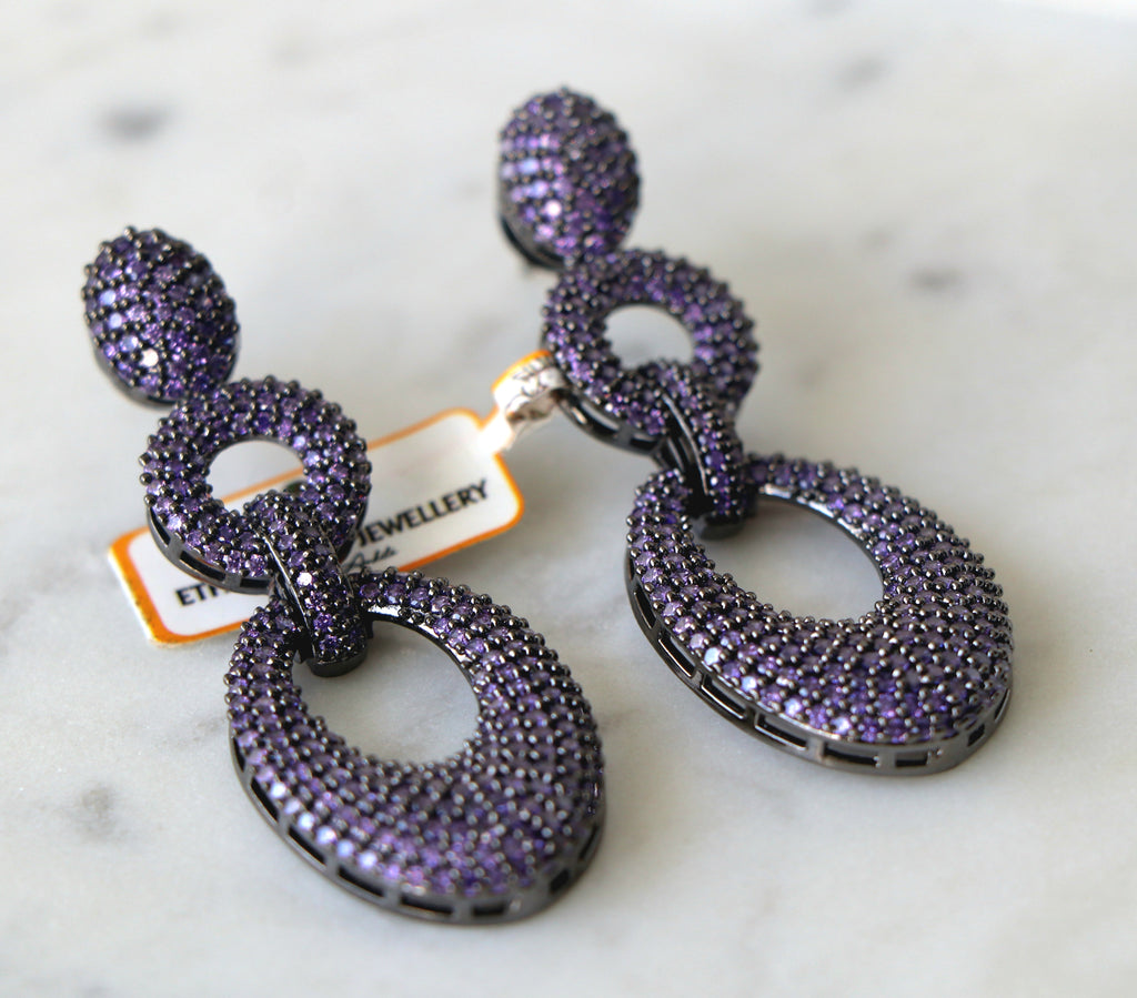 Violet Cascade Statement Earrings