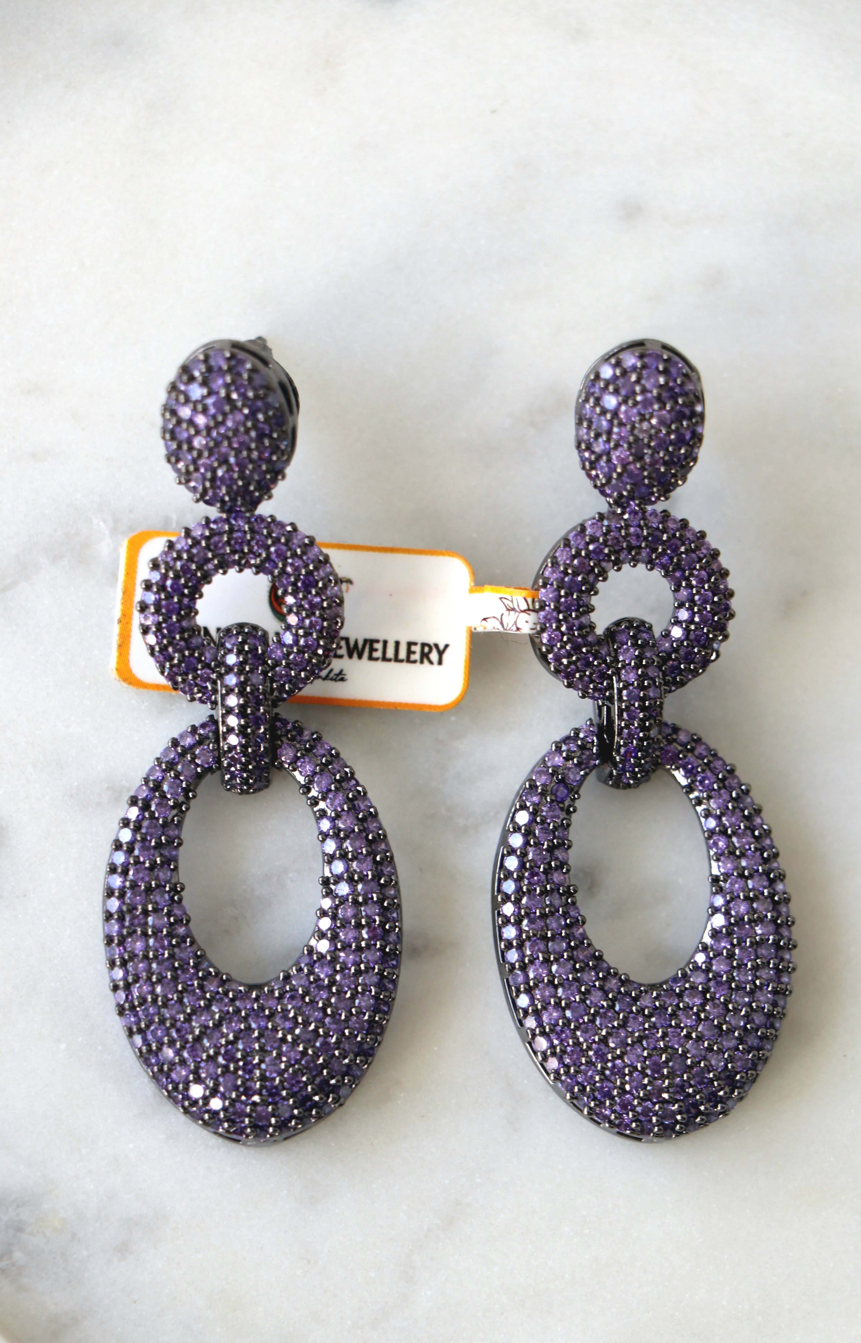 Violet Cascade Statement Earrings