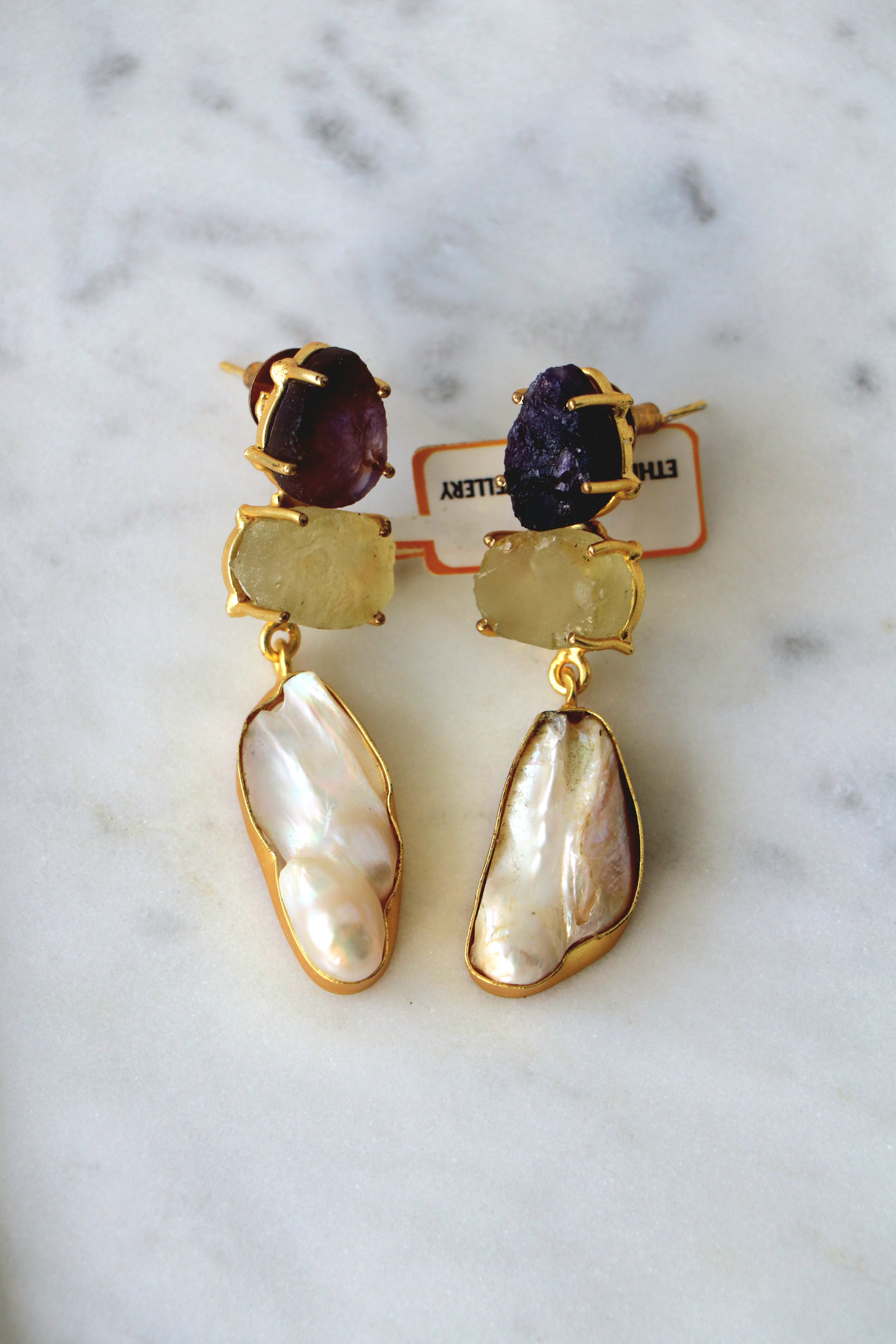 Amethsyt Citrine Cascade Earrings