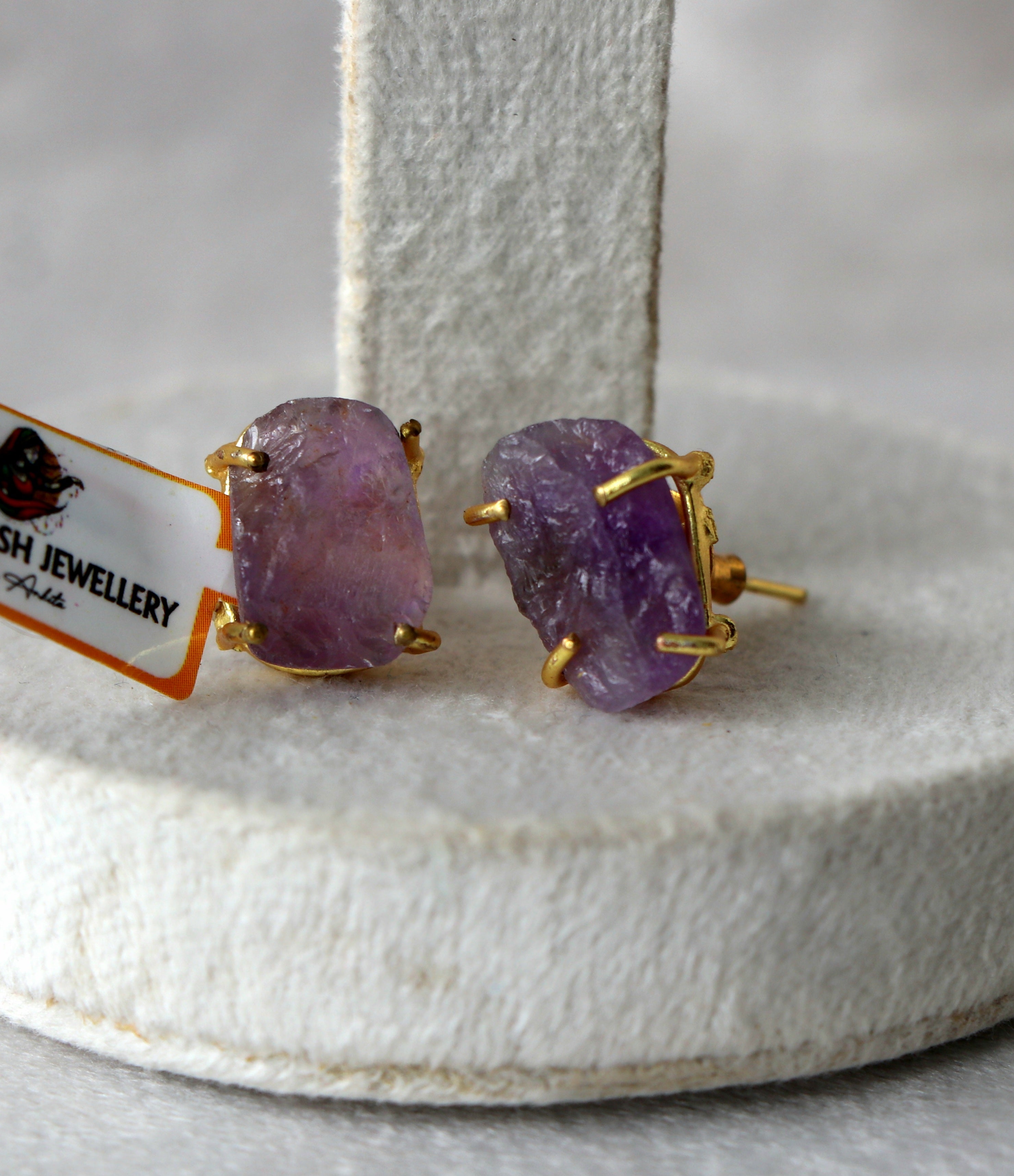 Violet Raw Gem Stud Earrings