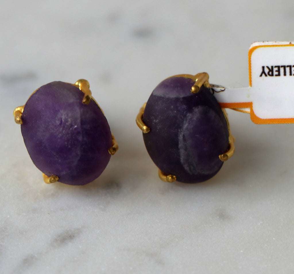 Violet Reverie Oval Earrings
