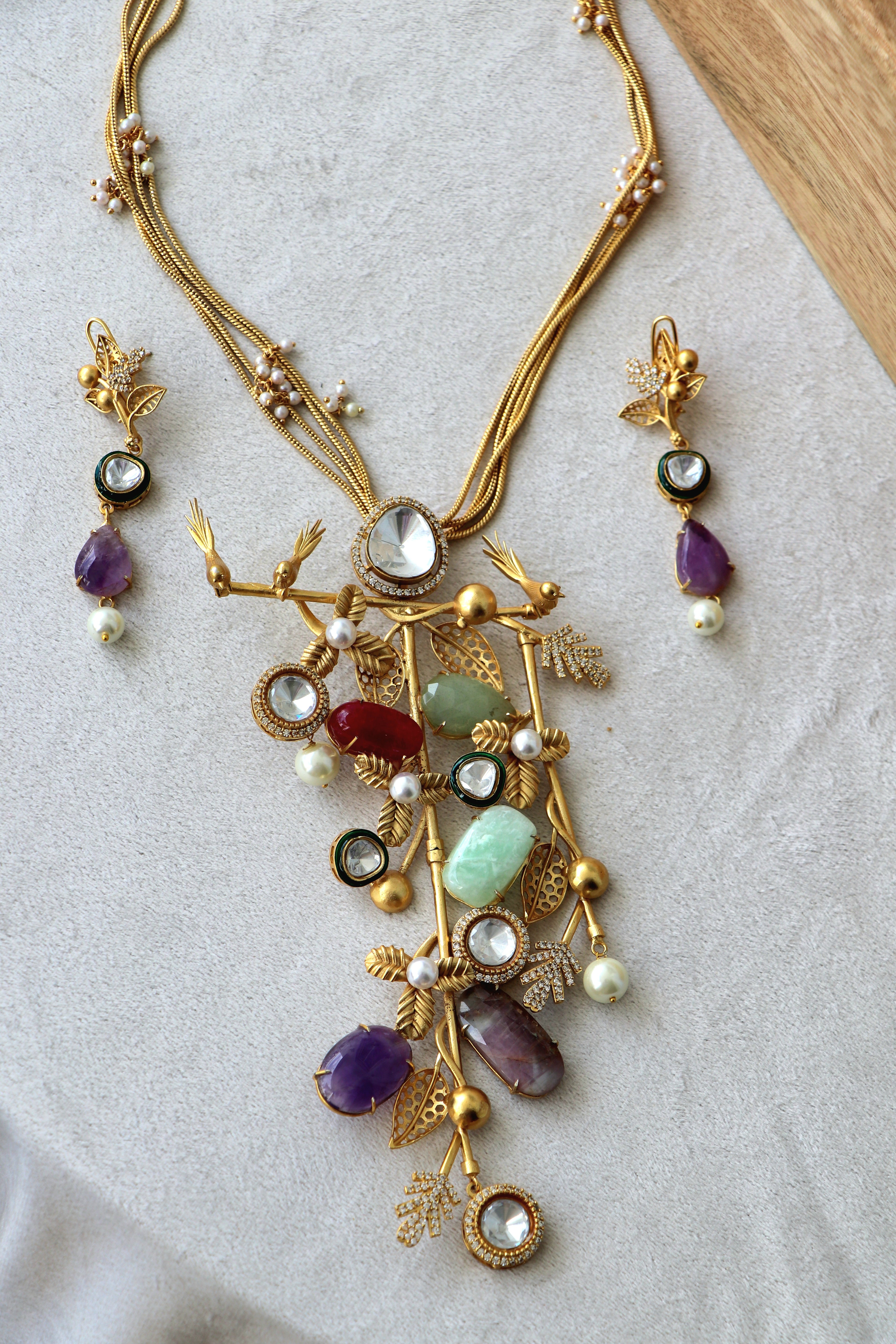Nature's Symphony Handcrafted Gemstone Necklace Set