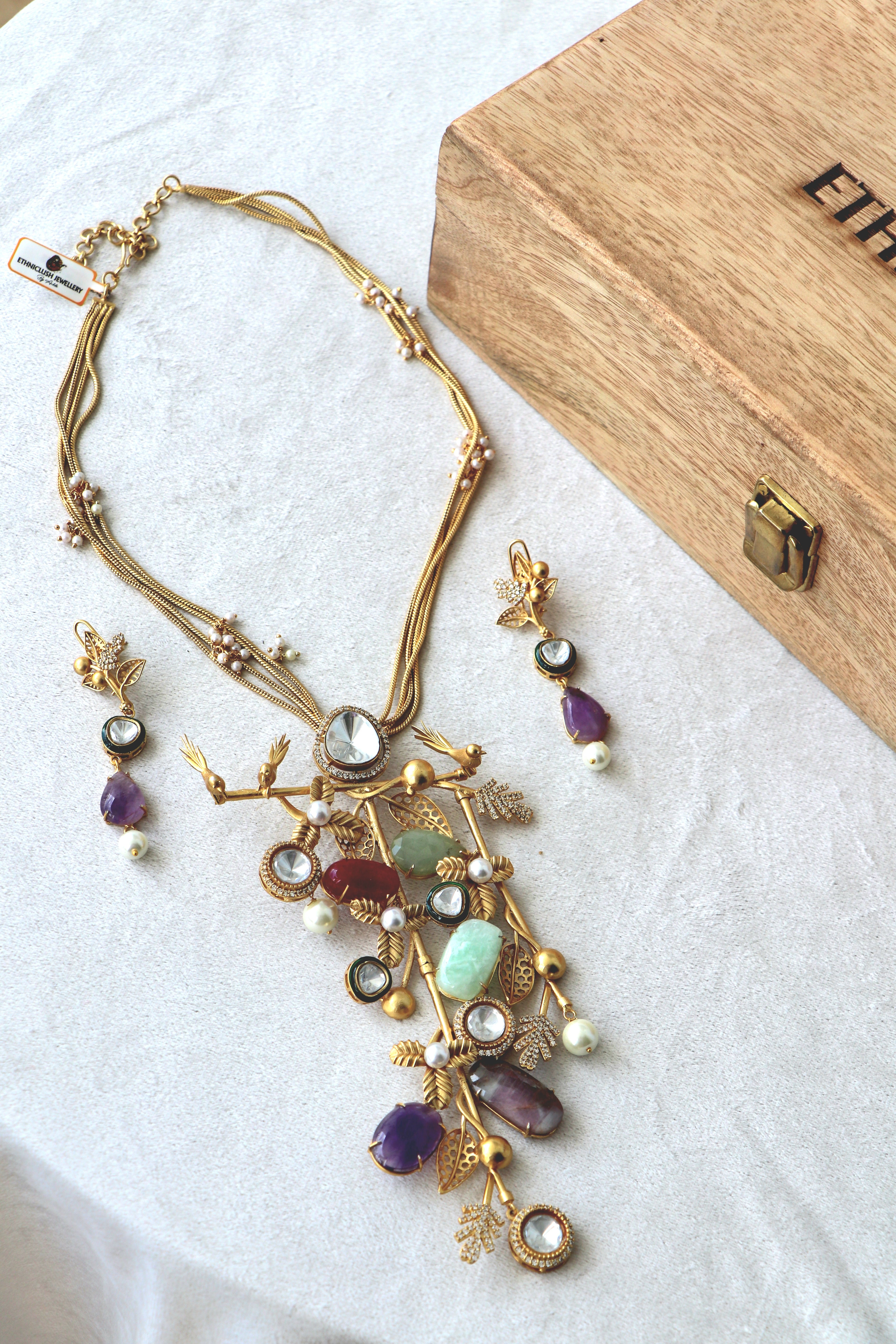Nature's Symphony Handcrafted Gemstone Necklace Set