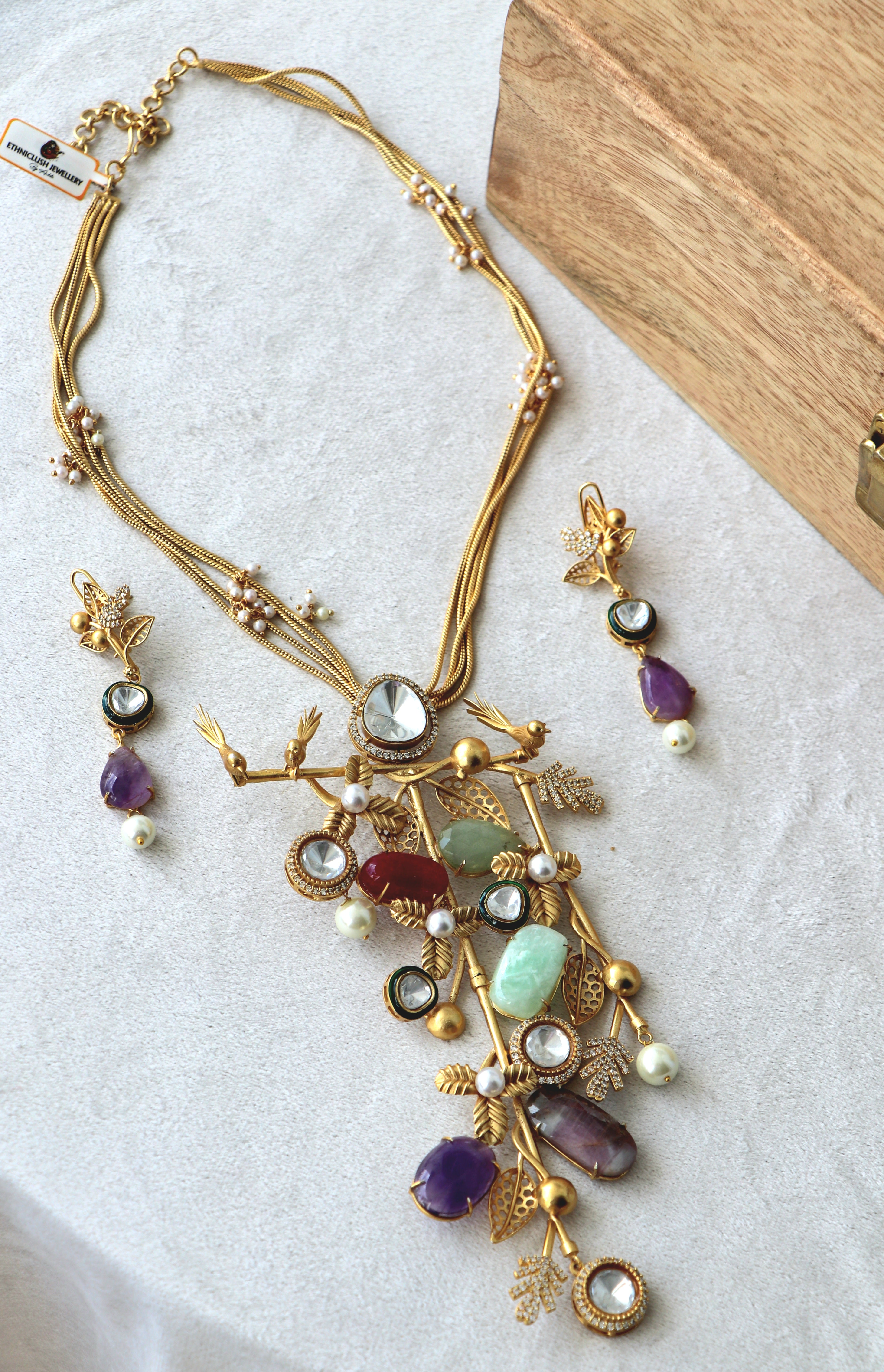 Nature's Symphony Handcrafted Gemstone Necklace Set