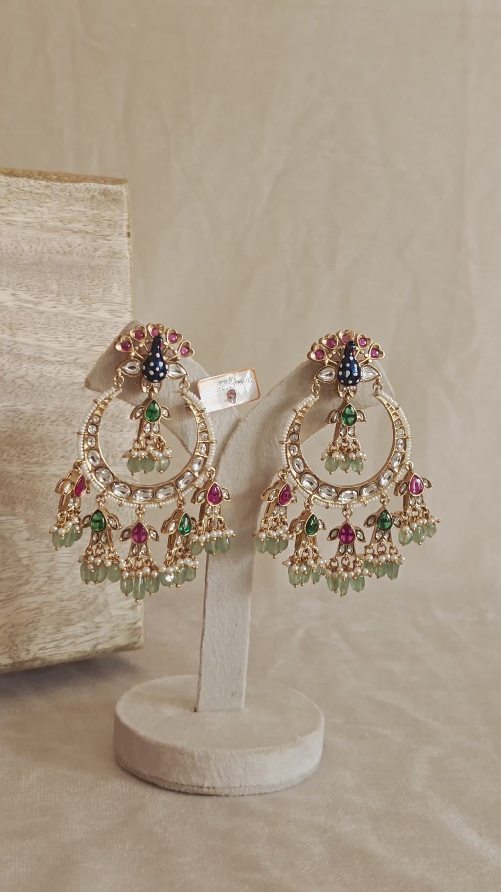 Peacock Motif Kundan Chandbali Earrings | Statement Gold-Toned Earrings