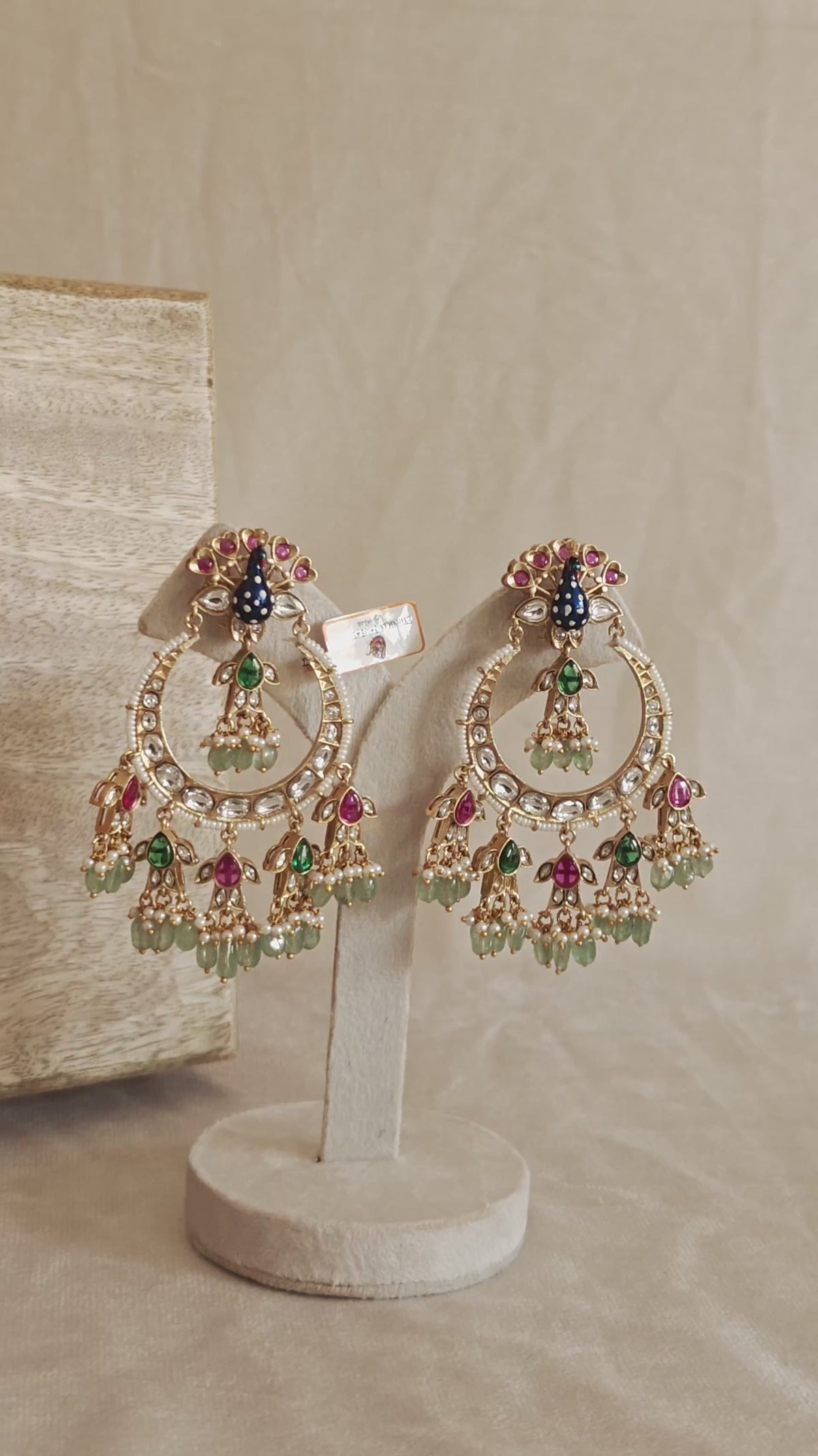 Peacock Motif Kundan Chandbali Earrings | Statement Gold-Toned Earrings