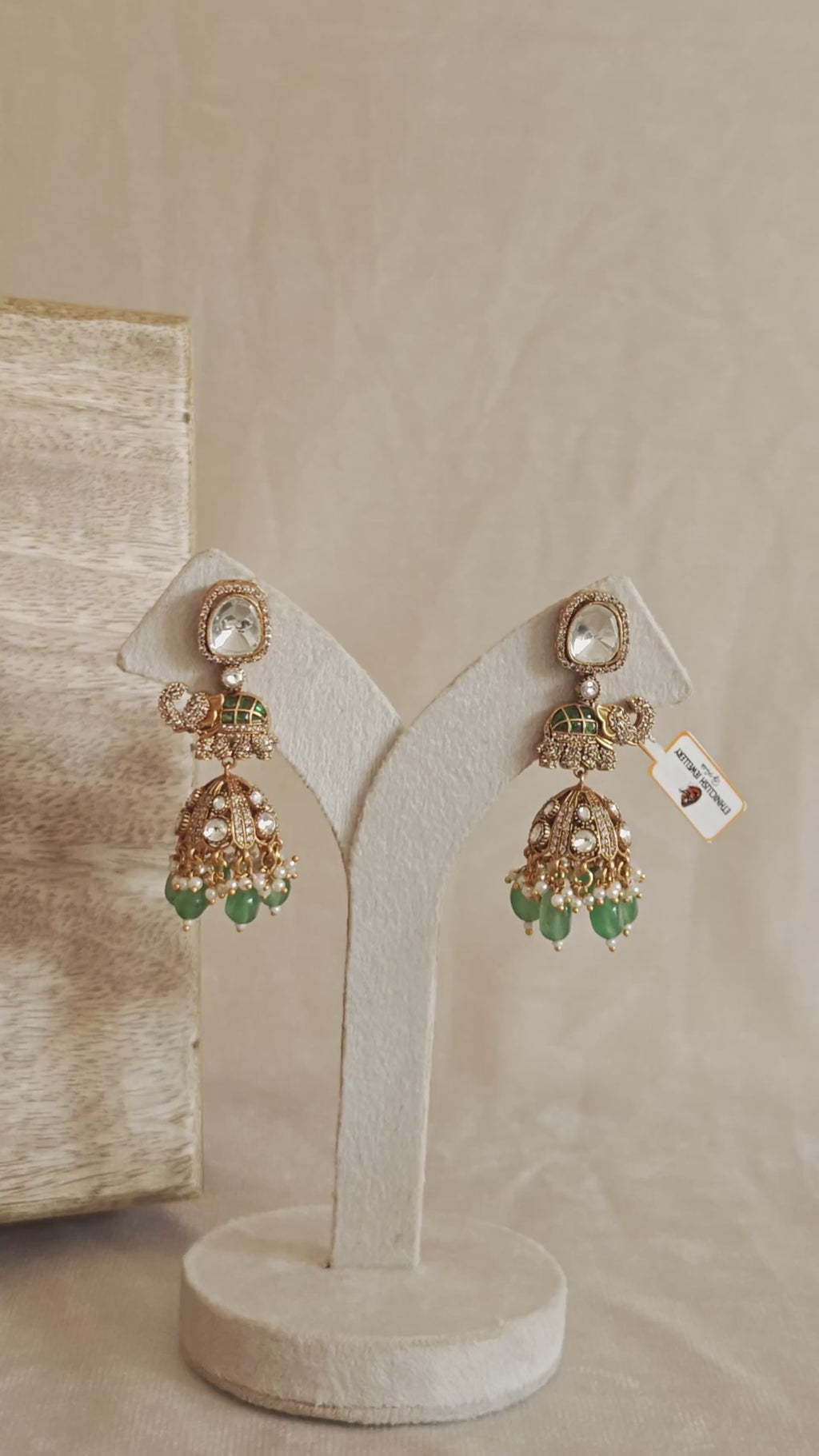 Green Jade Halo Drop Earrings | Everyday Gold-Toned Hoop Earrings